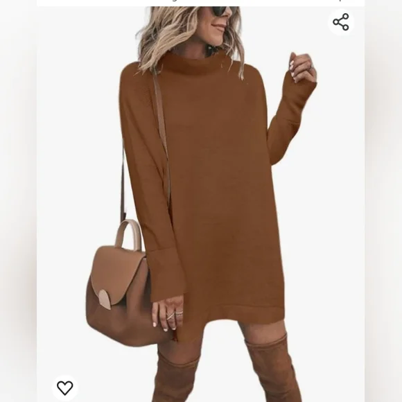 Cnkwei  Long Sleeve Turtleneck Sweater Dress Large - Picture 3 of 6